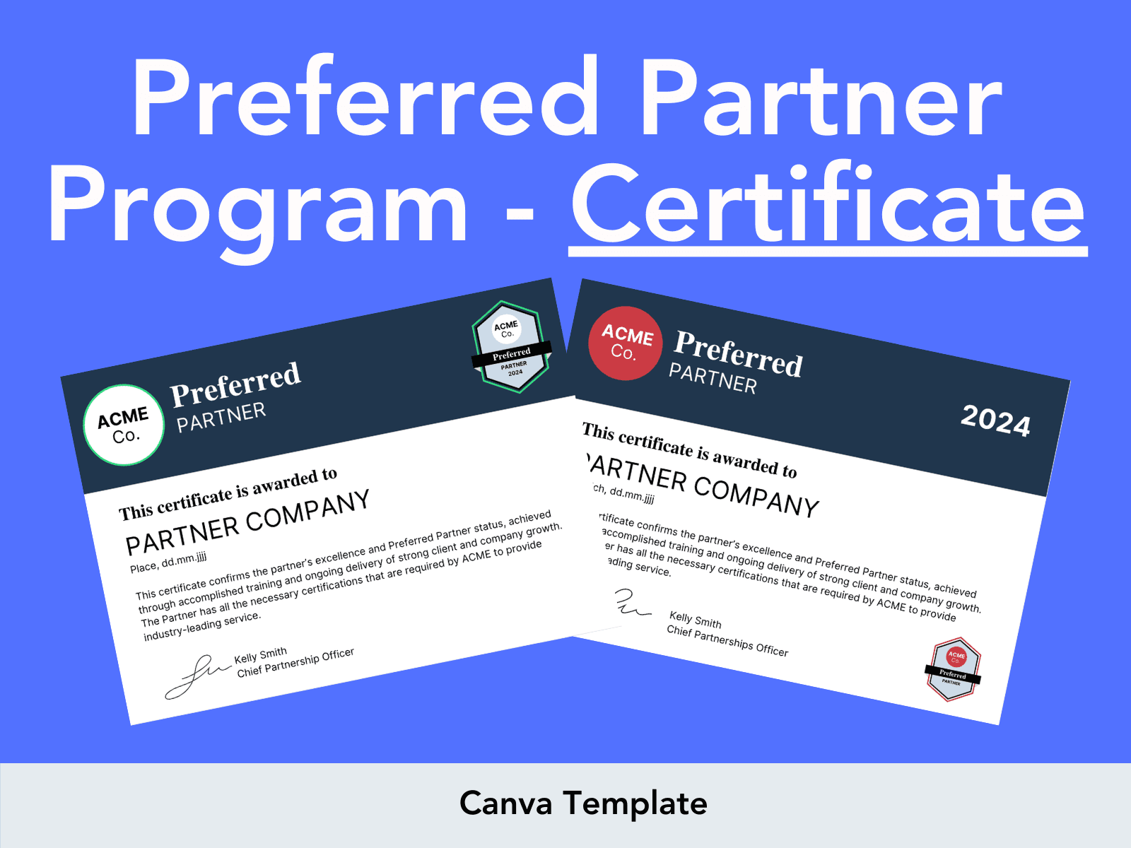 Preferred Partner Program - Certificate Template